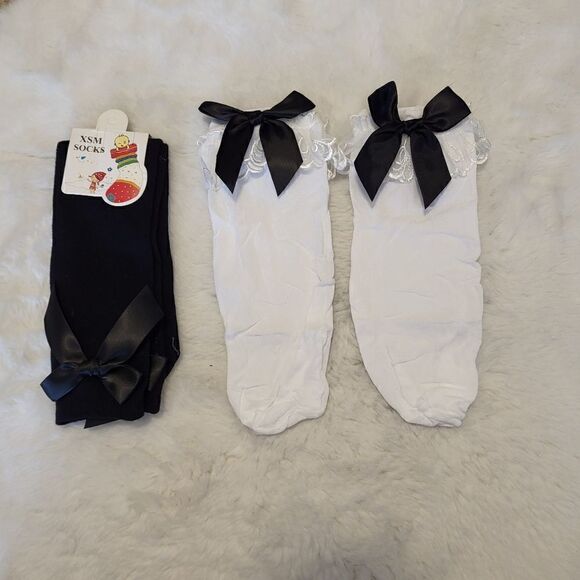 NWT Toddler girl knee high socks with satin anklets bundle - Picture 4 of 6